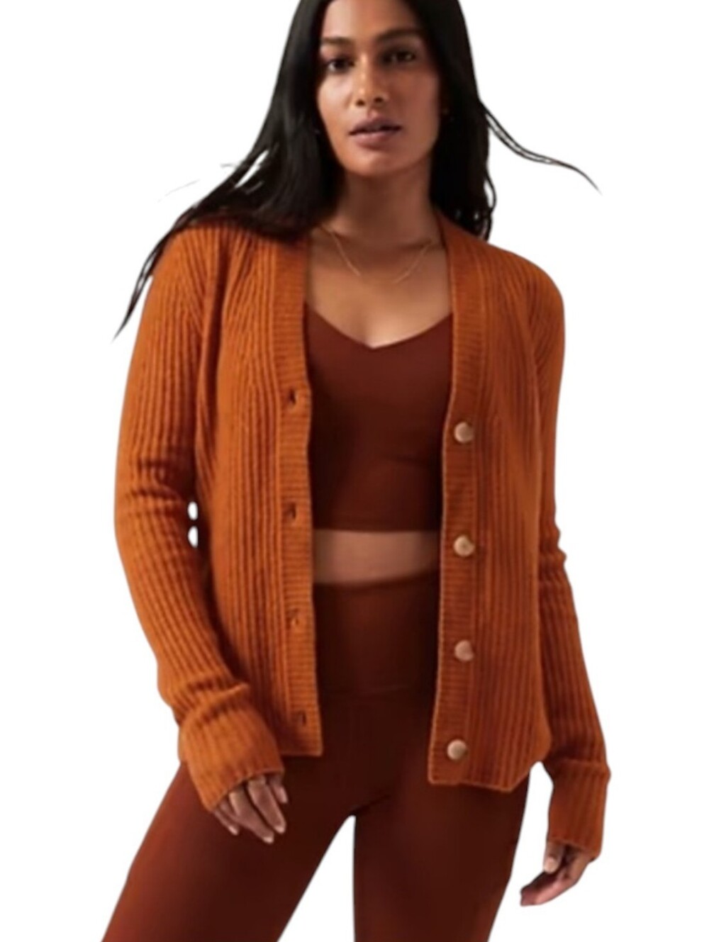 Athleta Layover Wool Blend Cardigan Rust Women's Medium